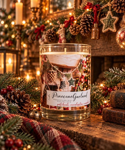 Pinecone Garland Candle